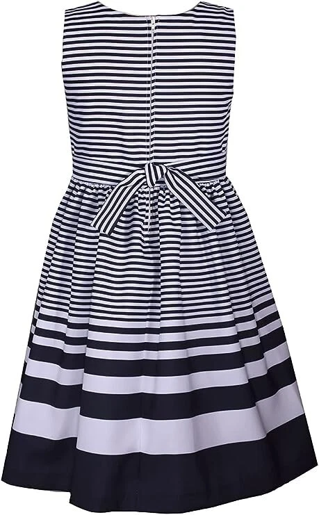 Vestido Bonnie Jean Niño Niñas Rayas Náutico Ocasión Especial Azul Marino 2T 3T 4T Foto 2 de 3