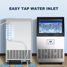 110lbs Built-in Commercial Ice Maker Stainless Steel Restaurant Ice Cube Machine