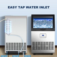 110lbs Built-in Commercial Ice Maker Stainless Steel Restaurant Ice Cube Machine