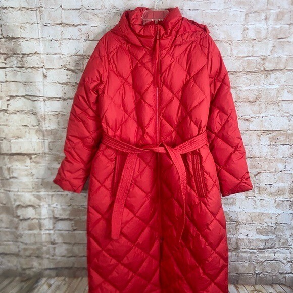 Athleta Boulevard Down Duster Coat in Red Size Large Gem