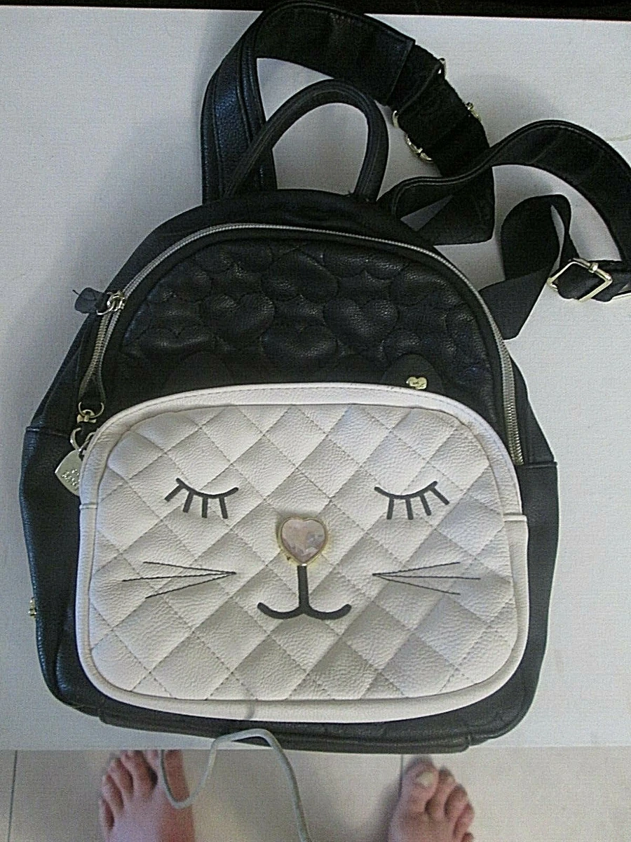VINTAGE BETSEY JOHNSON XOX SMALL BACKPACK BLACK WHITE. GREAT