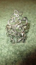 VTG .925 Sterling Silver Flower Garden Ring Size 7 Open Work Filigree 5g Boho