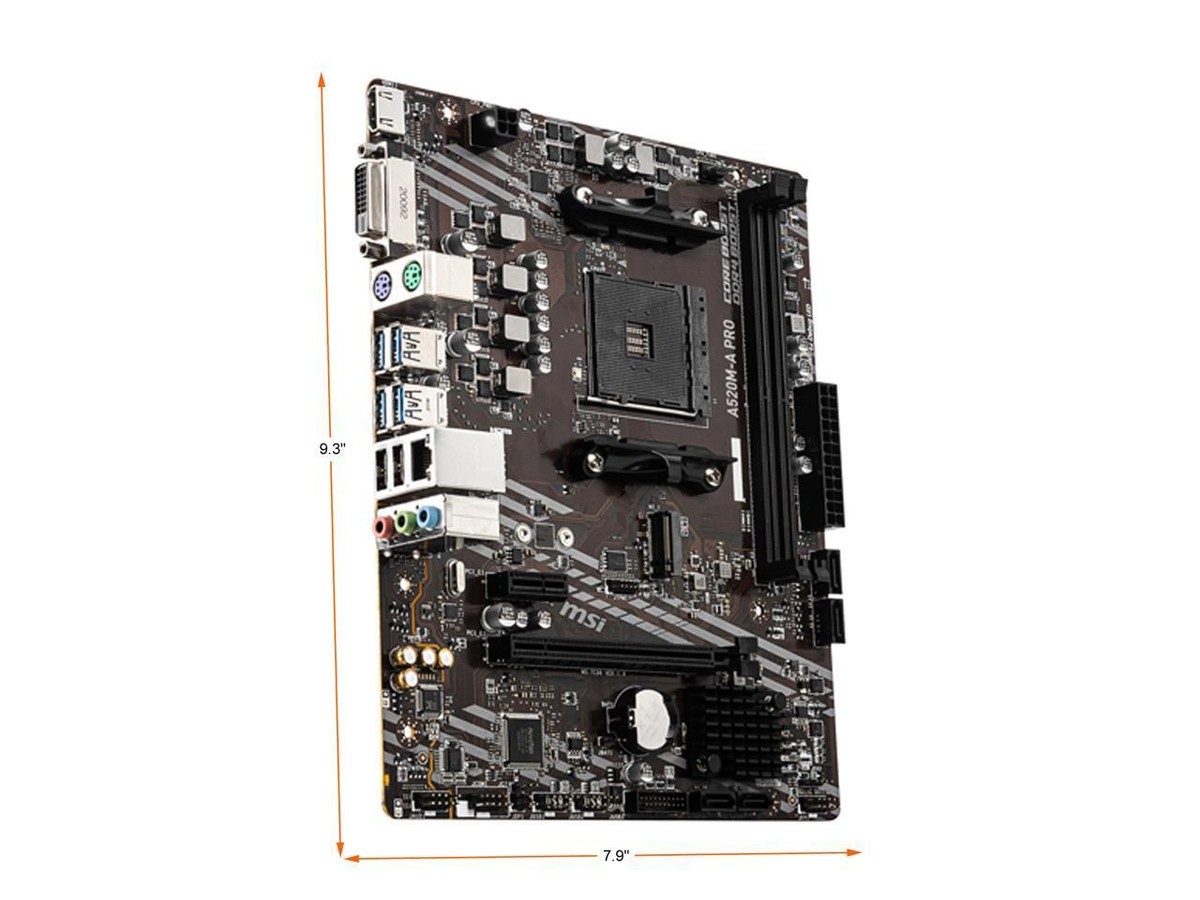MSI A520M-A PRO AM4 AMD A520 SATA 6Gb/s USB Micro ATX AMD
