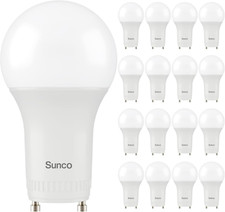 Sunco 16 Pack GU24 LED Light Bulbs 2 Prong A19, CRI91 4000K Cool White 9W Equiva