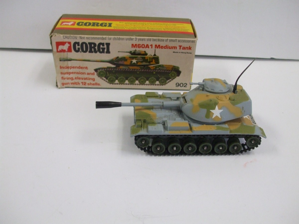 VINTAGE 1973 CORGI M60A1 MEDIUM TANK, #902 DIECAST WITH