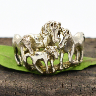 silver horse silver925 ベルリング Sterling Silver 925 Designer Otto Equestrian Horse Heavy Ring Size