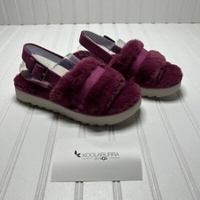 Koolaburra by UGG Furr-ah Flat Sandal Slide Berry Red Women's Size 7