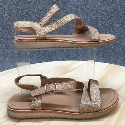 Seychelles Sandals Youth 4 Womens 5.5 Strappy Flats Glitter Gold   Faux Leather