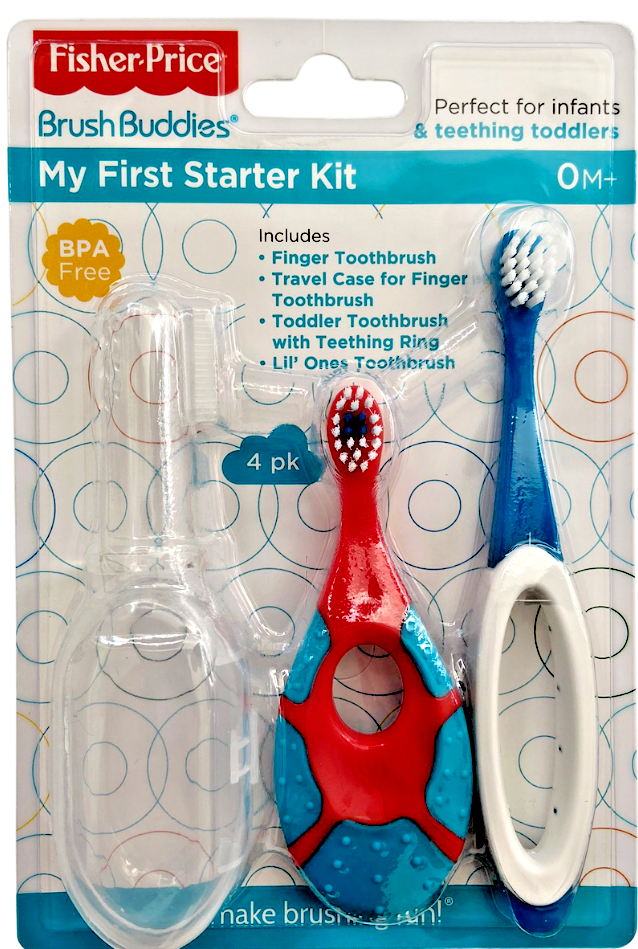 Fisher-Price Brush Buddies Starter Toothbrush Kit 0M+ ,BPA Free