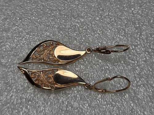 Vintage Ohrringe 14K 585 Rotgold Sowjetunion. Pfauenfeder 8 Gramm. - Bild 13 von 13