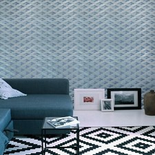Geometric diamond textured gray slate blue silver metallic geo wallpaper roll 3D