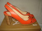 100% AUTHENTIC NEW WOMEN LOUBOUTIN MARPOLO 90 ORANGE SLINGBACKS HEELS US 9.5 — photo 3