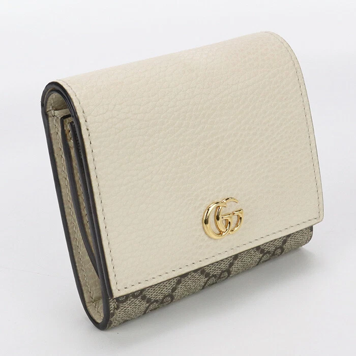GUCCI GU84766 Portefeuille Moyen Double G Portefeuille Plié GG Supreme Beige Femme