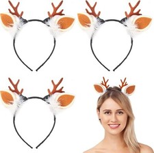 3 Women's Deer Antler Headband Christmas Reindeer Costume Headwear for Children