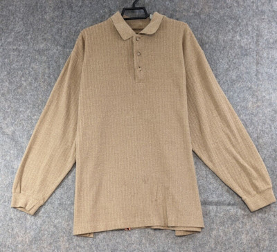 John Henry Shirt Mens Extra Large Beige Ribbed Sweater Knit Long Sleeve