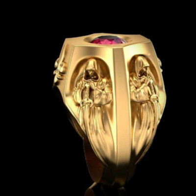 Religiöser Ritter Ring im edlen Design vergoldet Größe 62