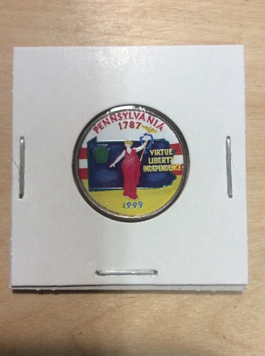 1999 P Pennsylvania Colorized State Quarter CollectibleCurrencyAndCoin 