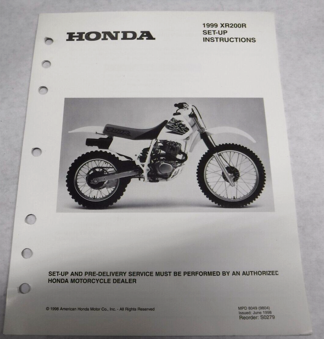 OEM 1999 99 HONDA XR200R XR200 XR 200 SET UP INSTRUCTIONS MANUAL