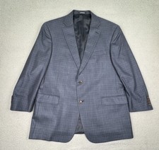 Hart Schaffner Marx Blazer Men 46R Blue Plaid USA Read