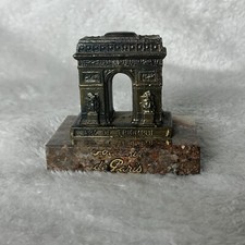 Vintage Arc De Triomphe Paris France Souvenir Paperweight Marble Brass Sticker Vintage Arc De Triomphe Paris France Souvenir Paperweight Marble Brass Sticker