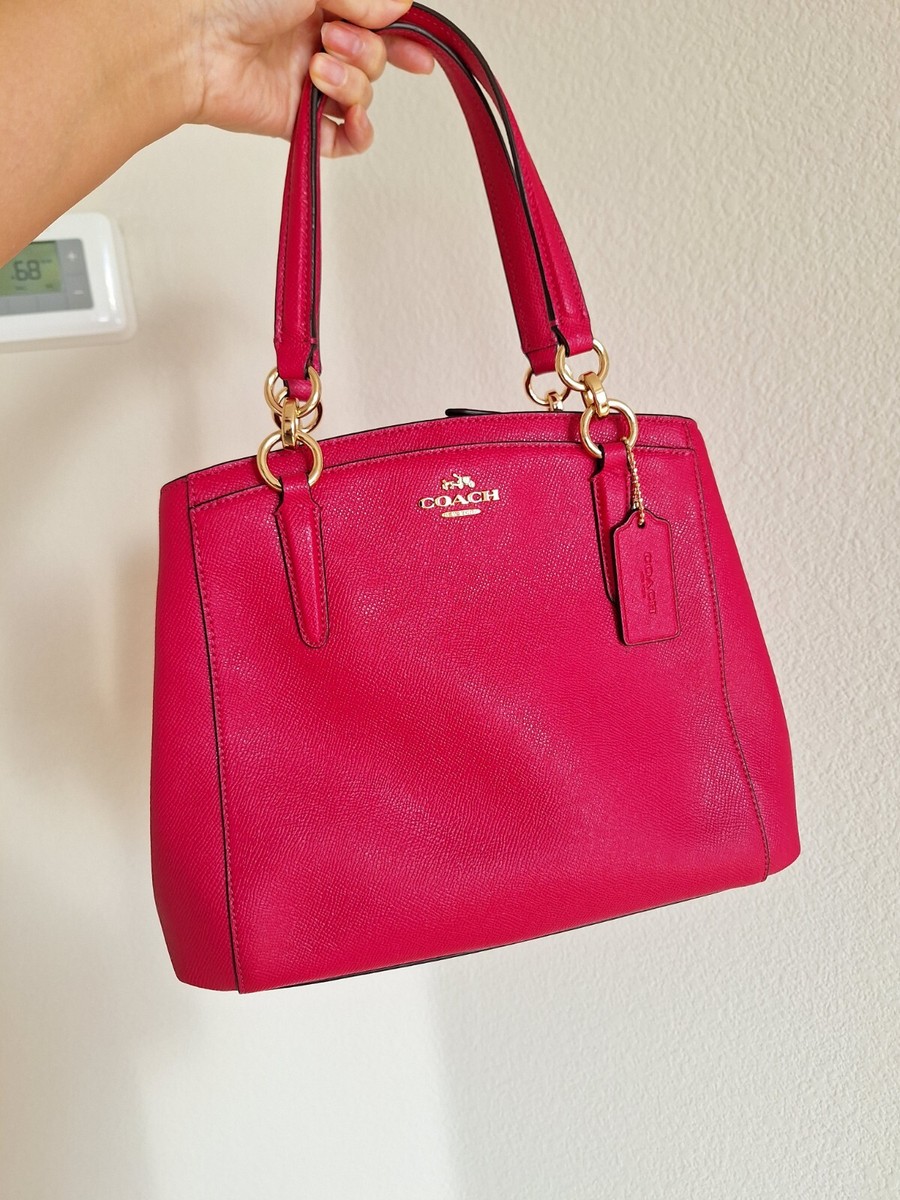 Coach Minetta Crossbody Handbag Bright Pink Crossgrain Leather