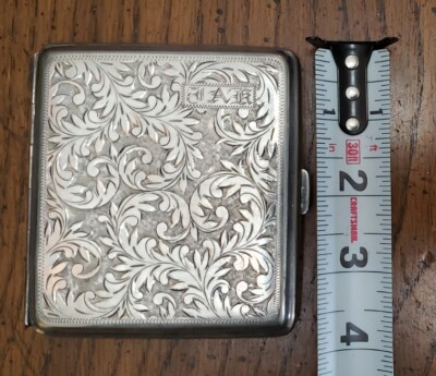 Sterling Silver .950 Cigarette Case Vintage Engraved Japanese
