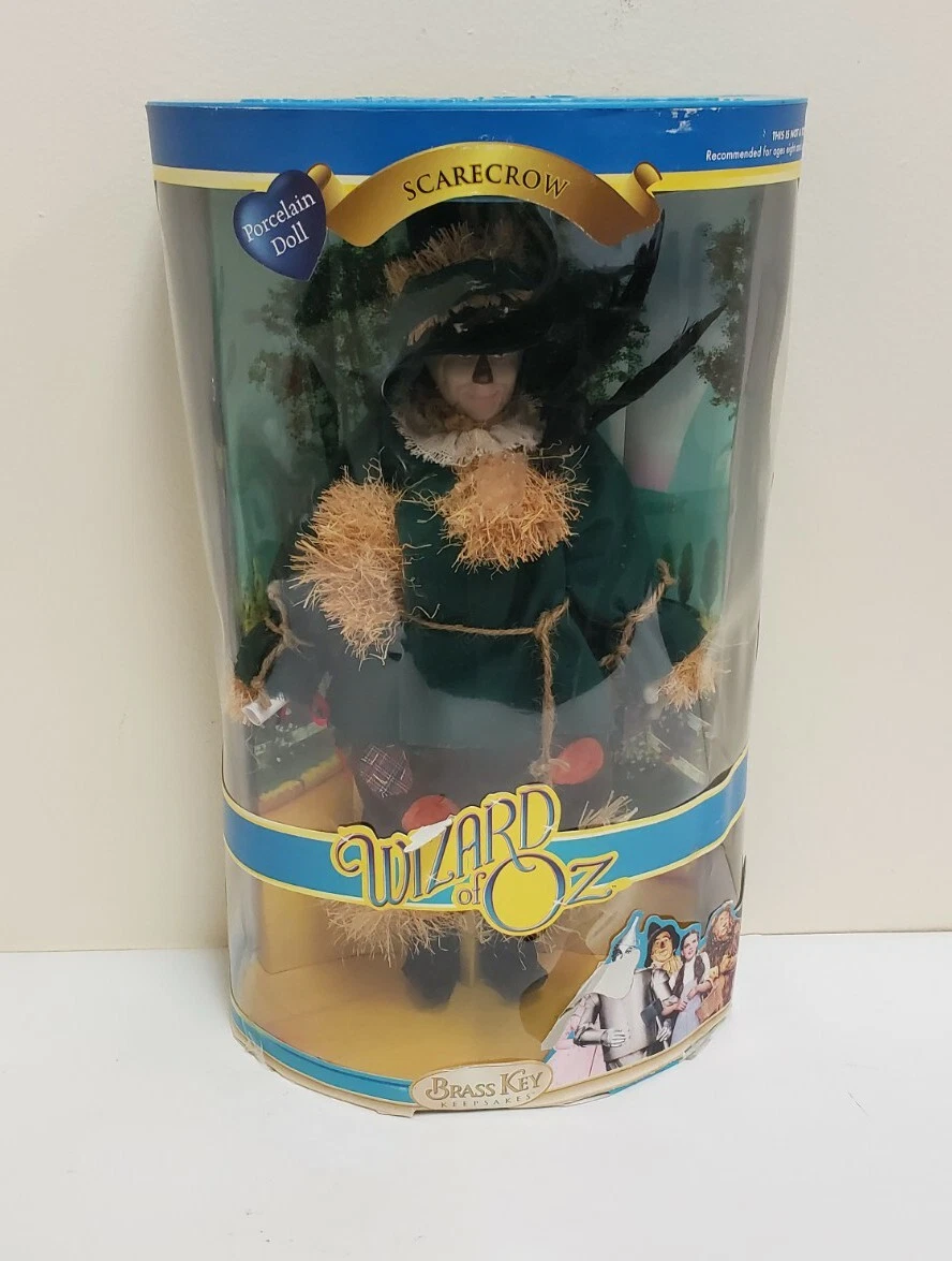 New In Box WIZARD OF OZ SCARECROW PORCELAIN DOLL Brass Key 2005 14 Inch