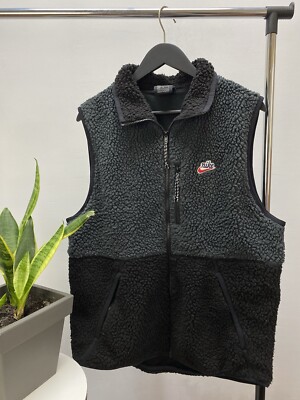 Nike Sherpa Fleece Vest (Gilet) Black Drill Y2k Men Hype Size M