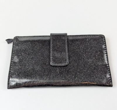Apt. 9 Bi-fold Long Wallet Credit Card Check Book Holder Black Glitter Shimmer