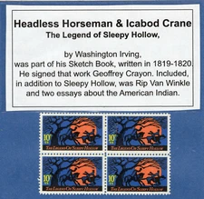 THE LEGEND OF SLEEPY HOLLOW  * US Postage Stamps Block MNH W/INFO SHEET