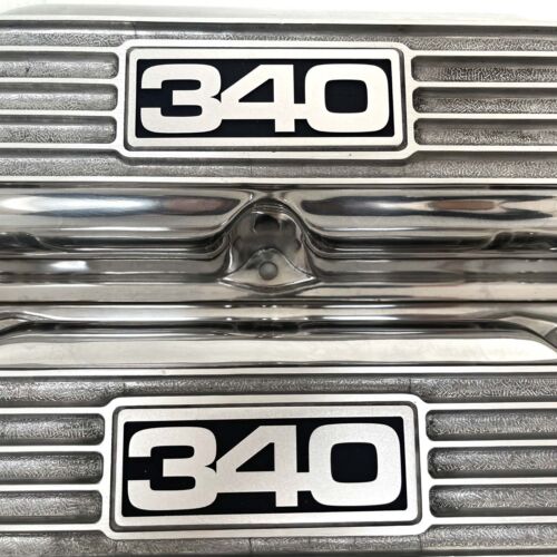 Cubiertas de válvula pulidas Mopar 340 - Logo grabado - Estilo 2 - Exclusivo de Ansen - Imagen 3 de 6