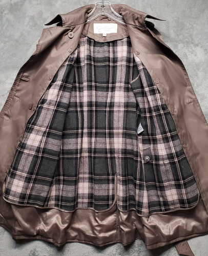Jessica Simpson Coat Womens Medium Brown Sateen Belted Trench Removable Liner - Picture 3 of 22