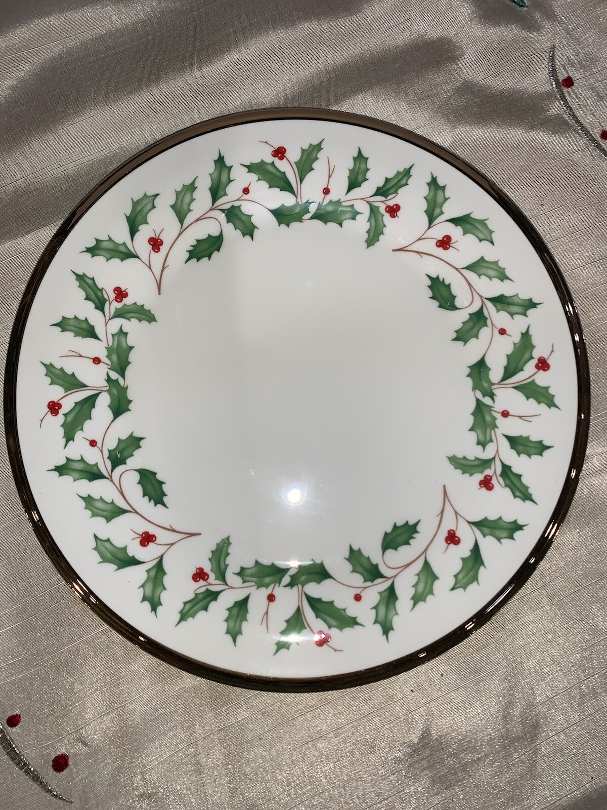 Lenox Holiday Dimension Christmas Salad Plate 8 1/4" Gold Rim Made USA