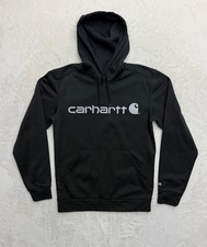 Carhartt Sweater Hoodie Mens Small Black Force Logo Fleece Pullover Relaxed Fit