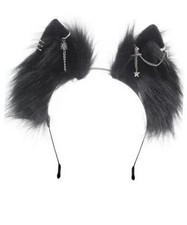 Cat Fox Wolf Ears Headband  Furry Ears, Wolf Ears Cosplay Costume, Pure Black
