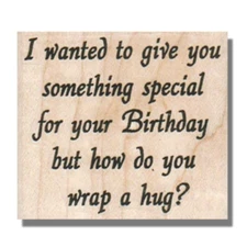 Mounted Stamp, Happy Birthday Hug, Gift,Card,Phrase,Words,Greeting,Saying,Tag,wm