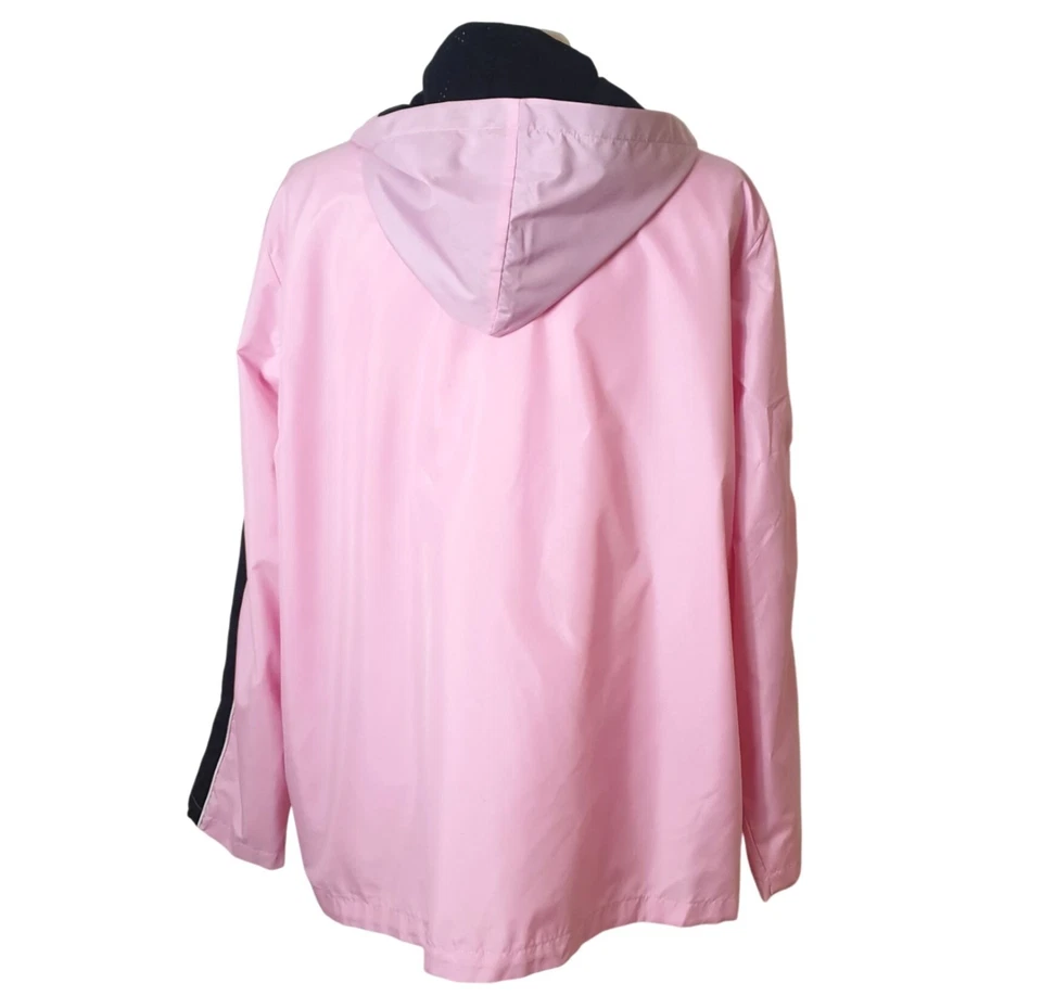 Cortavientos Just My Size para mujer con capucha 16W rosa y negro deportivo atletismo Foto 4 de 4