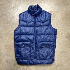 Vintage 70s 80s Spacecraft Down puffer vest Navy Blue Size Small