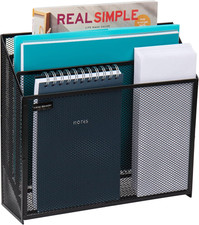 Vertical File Storage, Desktop Organizer, Workspace, Office, Metal Mesh, 12.5"L