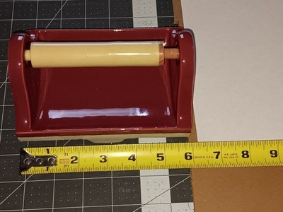 American Olean CLOVER RED Ceramic Mount Toilet Paper Holder  NOS Art Deco VTG