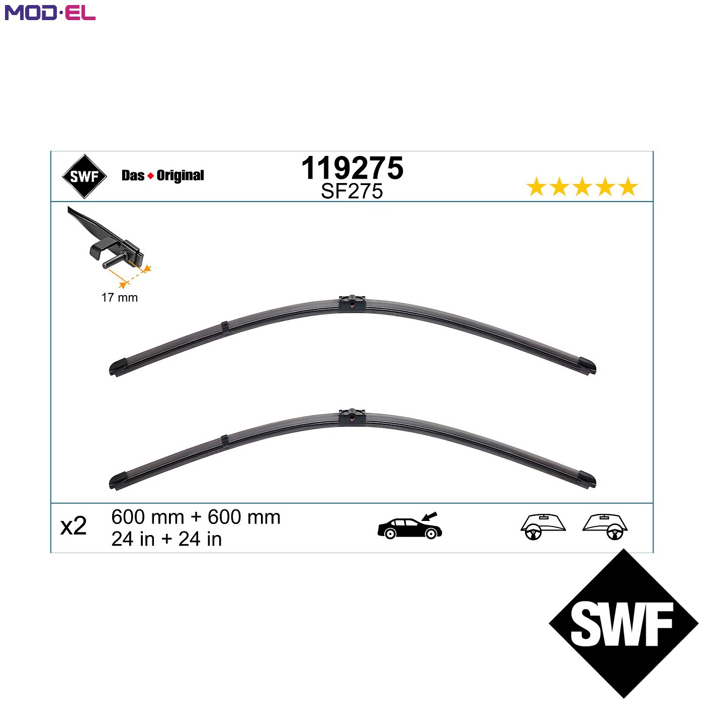 WIPER BLADE 119275 FOR MERCEDES-BENZ OM646.811/812 2.1L M271.860/820/950 1.8L