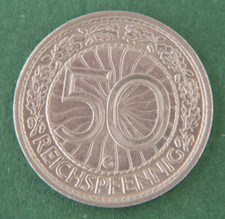 Weimar 50 Reichspfennig  A.S.S 1938 G Weimarer Republik Deutsches Reich st J 324
