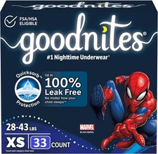 Goodnites Boys Nighttime Bedwetting Underwear, XS 28-43 lbs , 33 Count