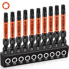 10-Pack T25 Torx Bits for Impact Driver, T-25 Torx/Star Bit Set 2'' Long, Mag...