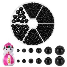 PH PandaHall 1070pcs Black Round Beads, 6 Sizes Smooth 3/4/5/6/8/10mm,