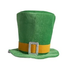 St.Patrick's Day Leprechaun Top Hat,Velvet Shamrock Clover Hat Green Yellow