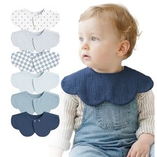 6 PCS Muslin Baby Bibs 360 Rotate FlowerShaped Drool Bib Feeding Tool
