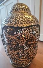 Silver Mosaic Buddha head with a Tile Design W x D x H): 25cm x 27cm x 37.5cm.