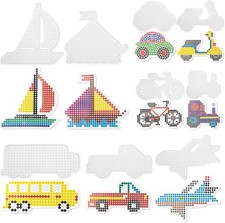 9 PCS 5mm Fuse Beads Boards Transportation Molds Clear 9 Packs, translucent