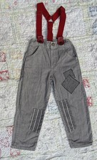 RARE Vintage 90s OshKosh Railroad Stripe Made In USA Pants Suspenders Patches 5T